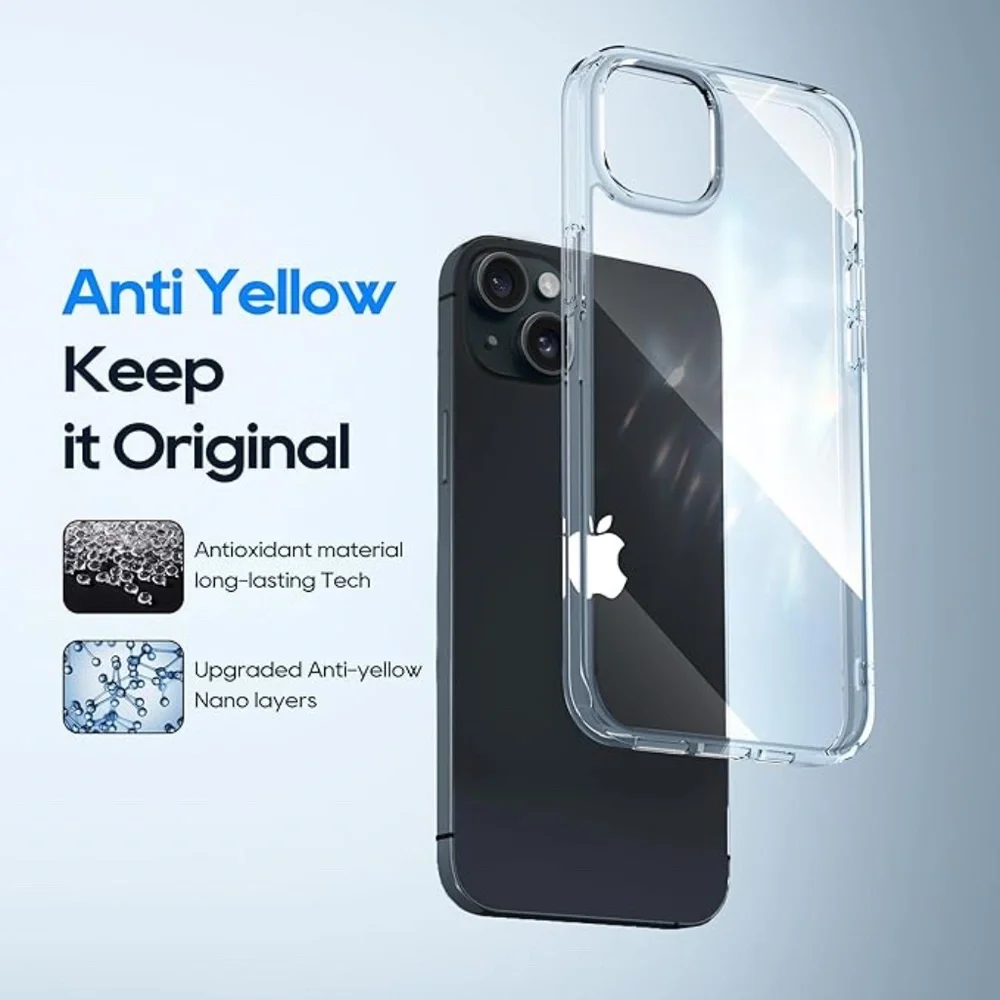 New iPhone 15 Clear Case w/ 2 Glass Screen Protector + 2 Camera Lens Protector - Picture 4 of 7